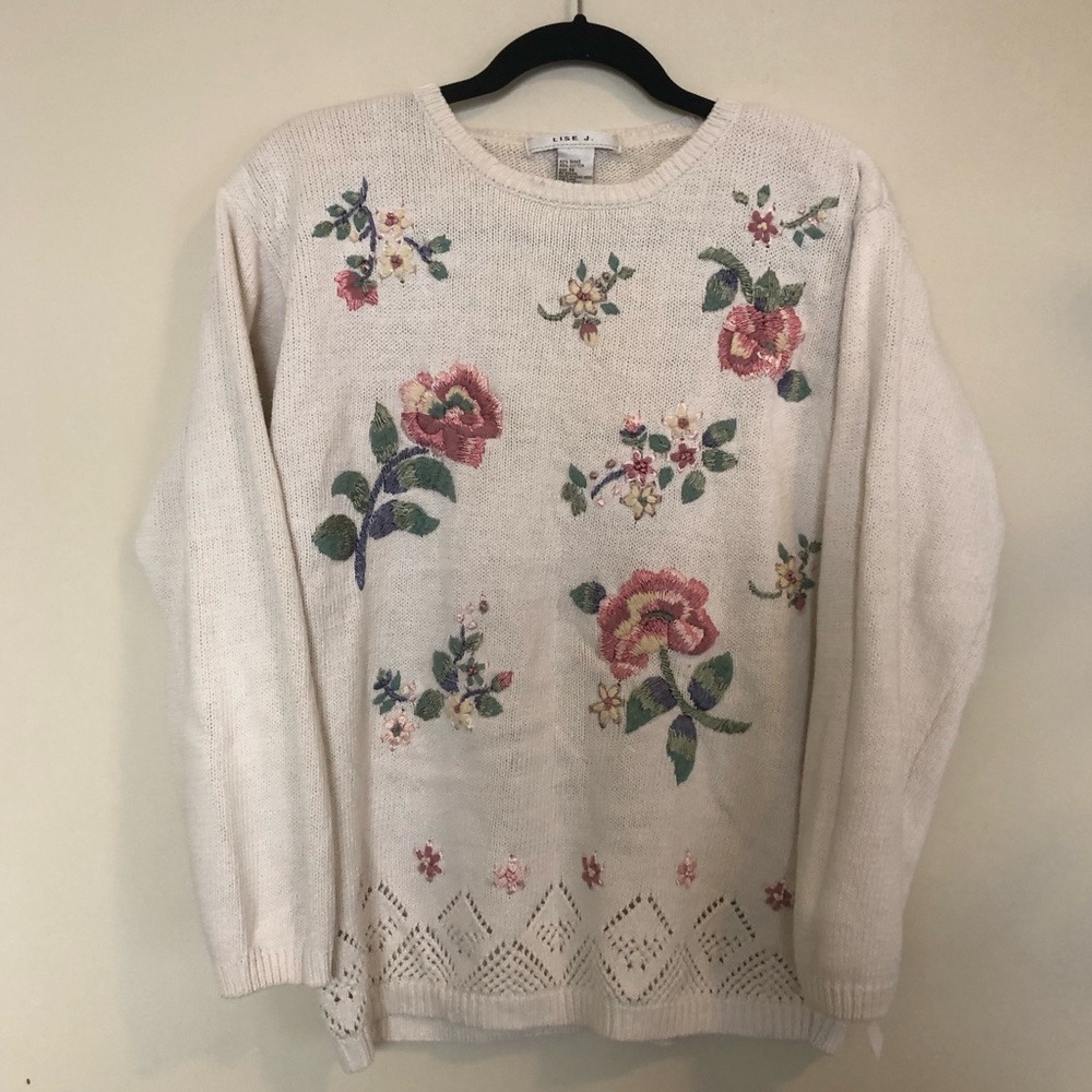 Vintage Floral Knit Sweater